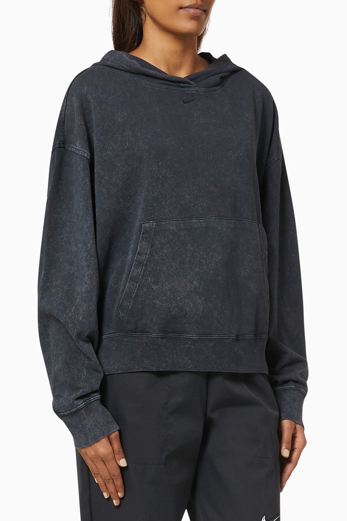 

Sportswear Washed Hoodie in Cotton, Black