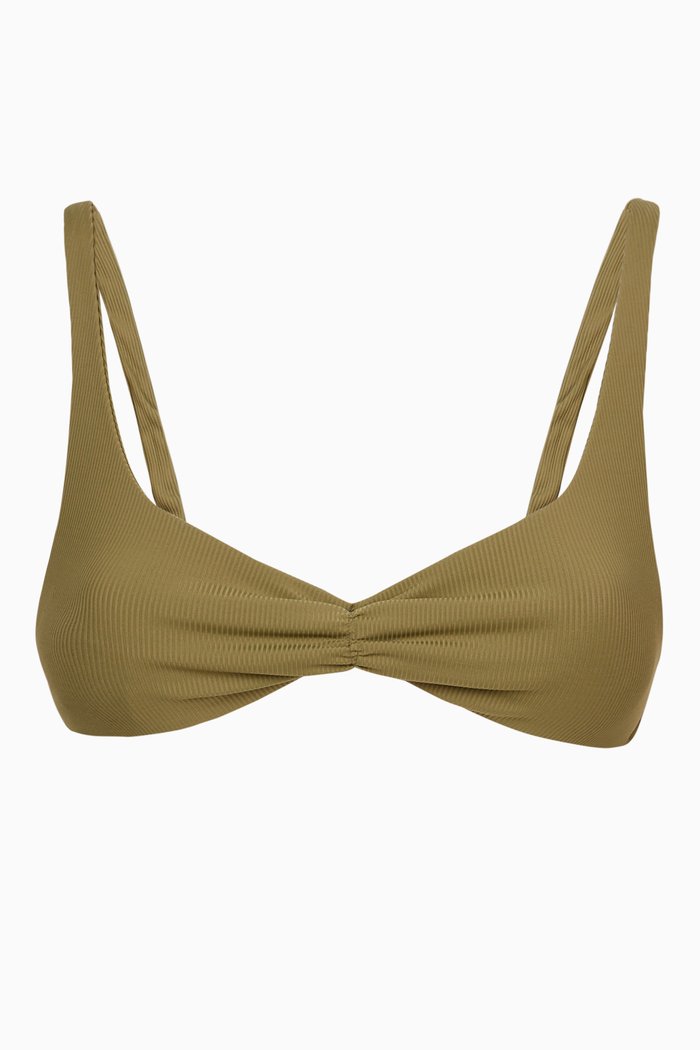 

Twist Bikini Top in Stretch Nylon, Brown