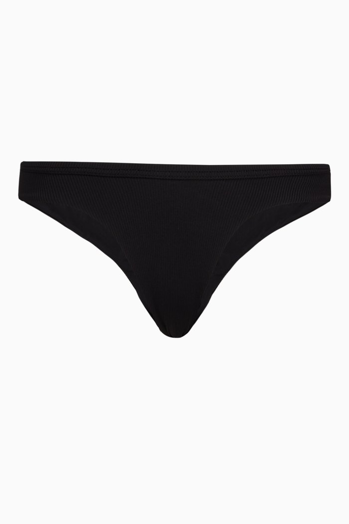 

Bikini Bottom in Ribbed Stretch Nylon, Black