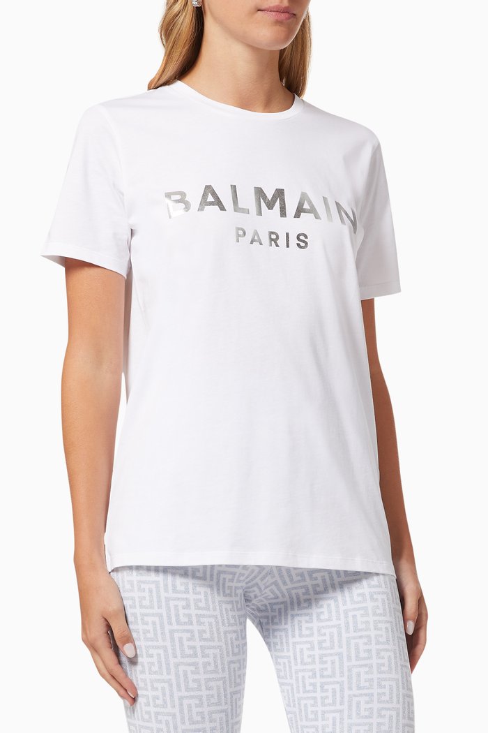 

Metallic Logo T-shirt in Jersey, White