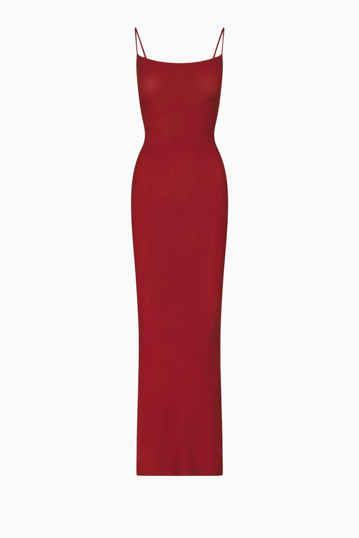

Soft Lounge Long Slip Dress, Red