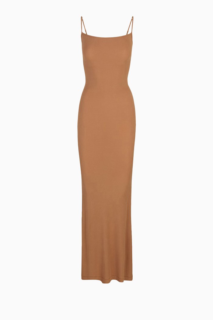 

Soft Lounge Long Slip Dress, Brown