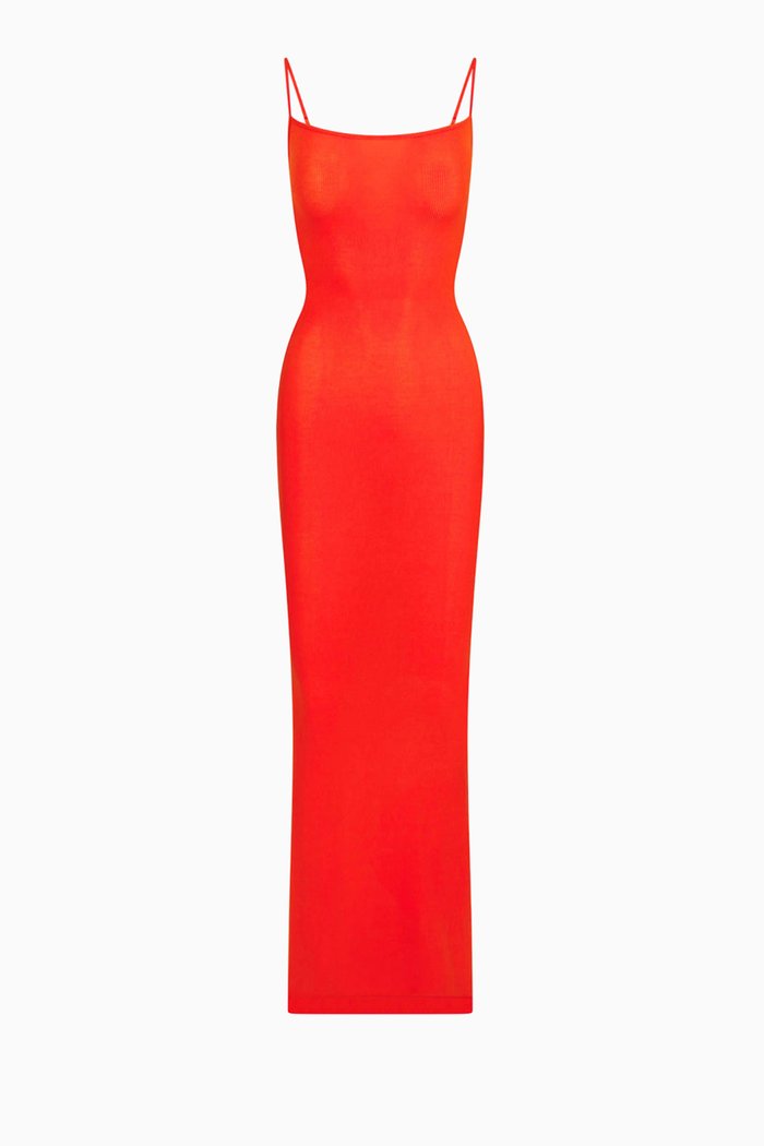 

Soft Lounge Long Slip Dress, Red