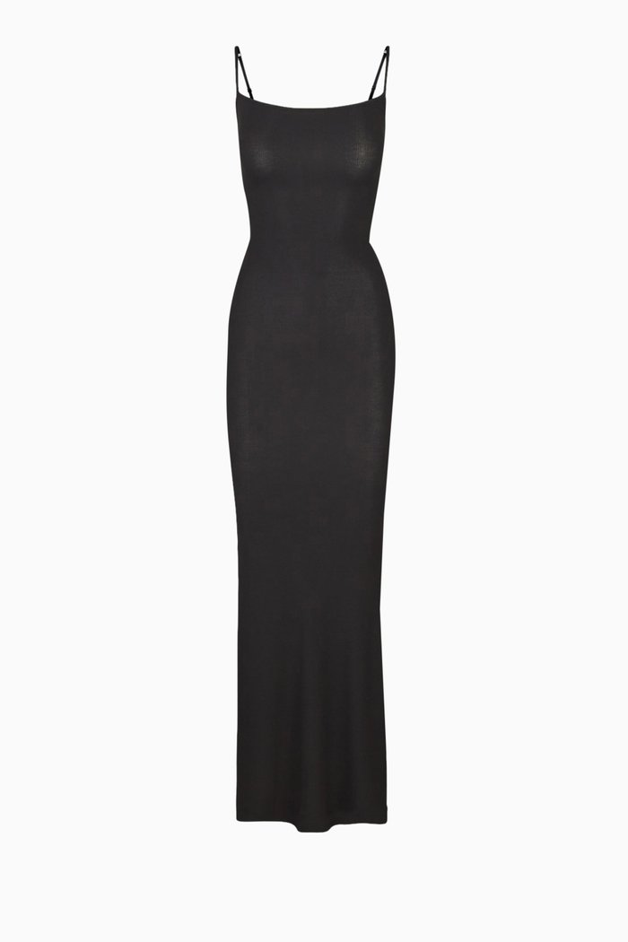 Soft Lounge Long Slip Dress, Black