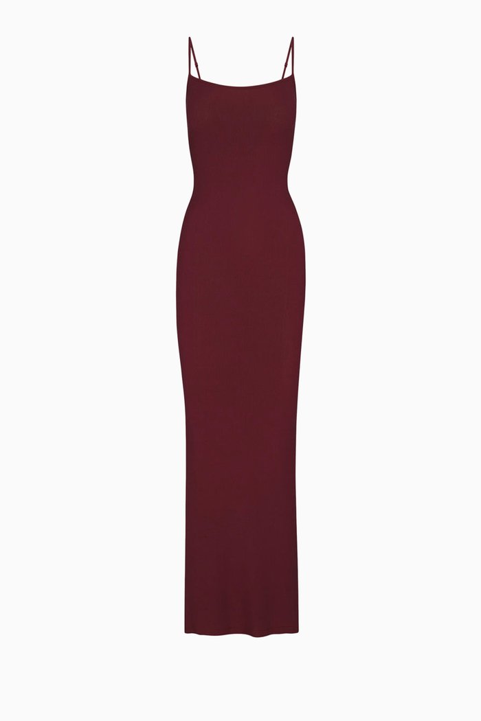 

Soft Lounge Long Slip Dress, Red