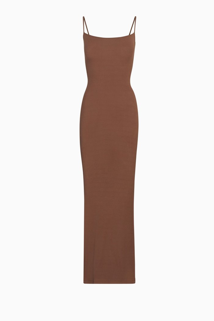

Soft Lounge Long Slip Dress, Brown