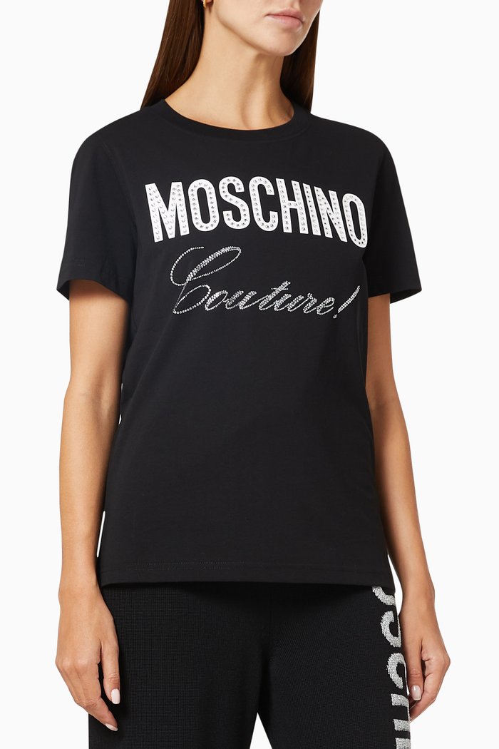 Crystal Logo T-shirt in Jersey, Black