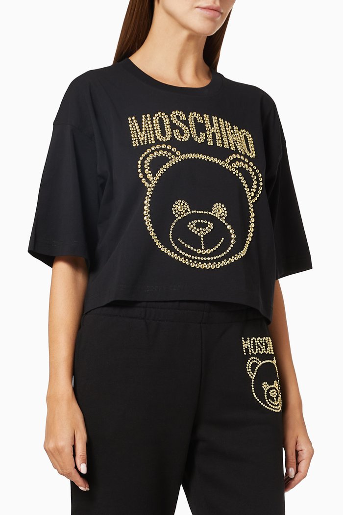

Embellished Logo T-shirt in Jersey, Black