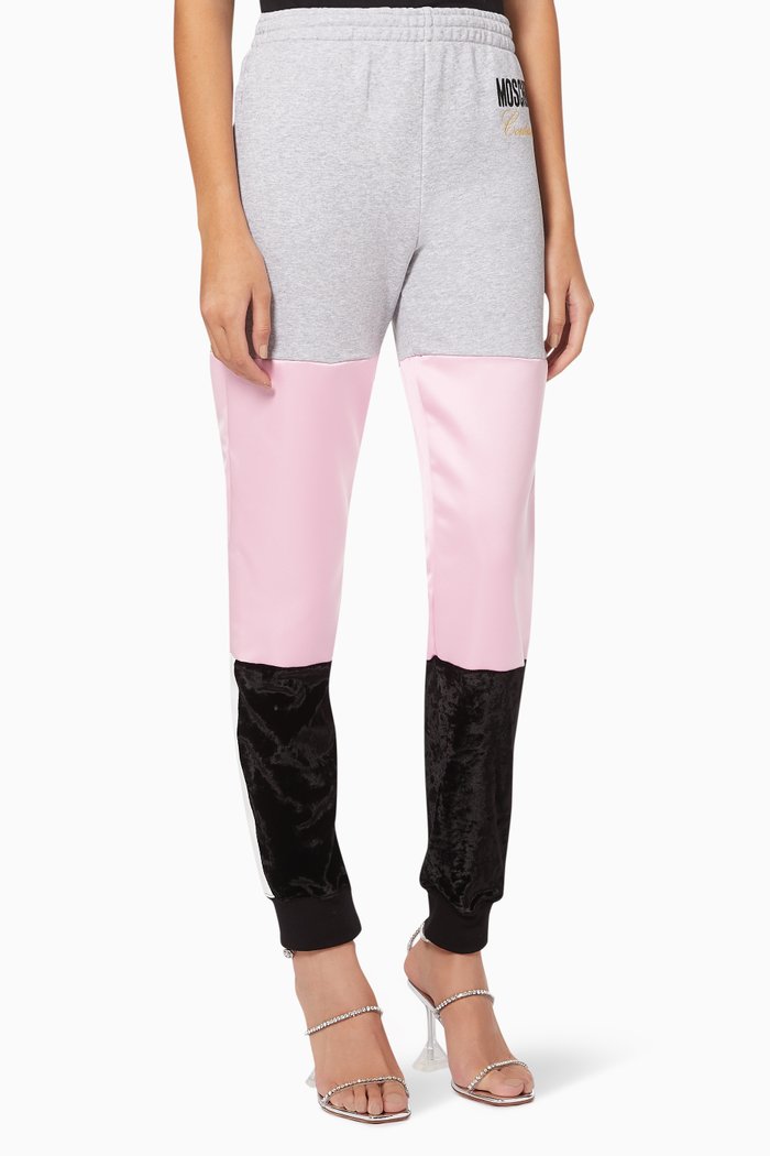 

Colour-block Track Pants in Cotton, Grey