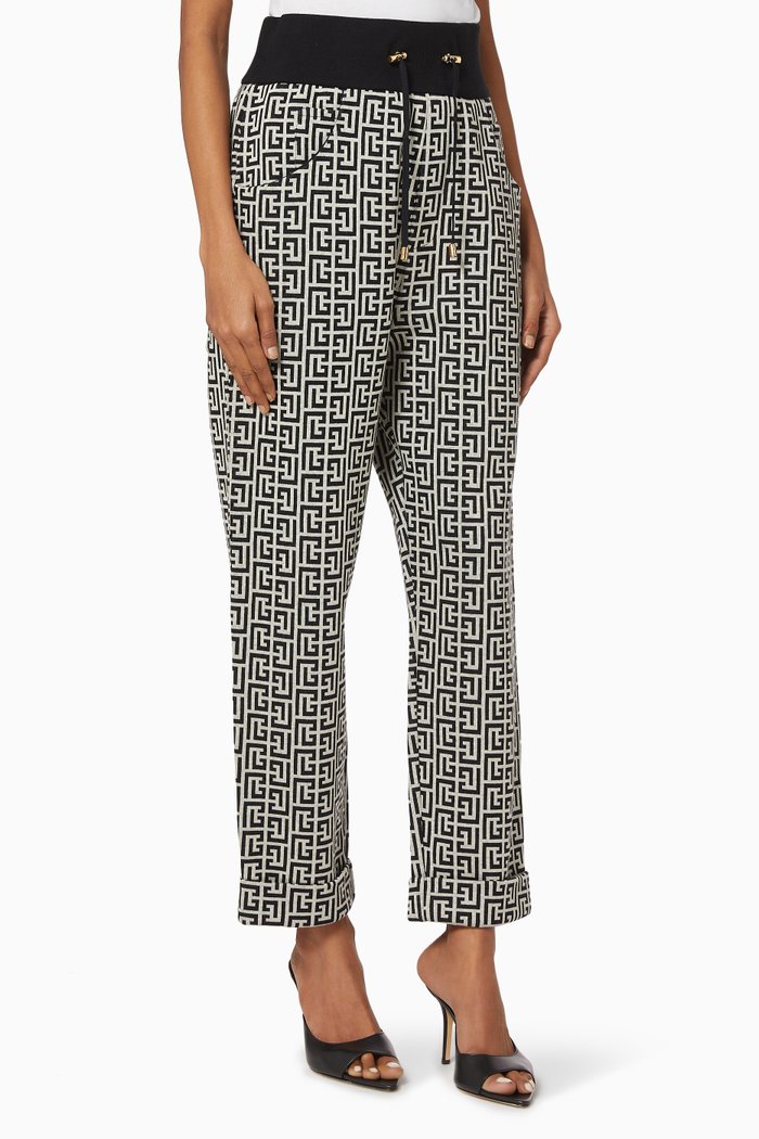 

Monogram Boyfriend Cut Sweatpants in Bicolor Knit, Black