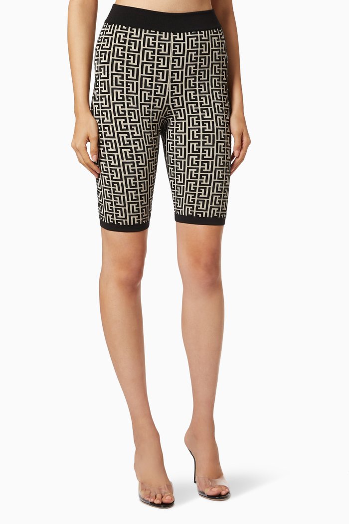 

Monogram Jacquard Cycling Shorts in Wool, Black