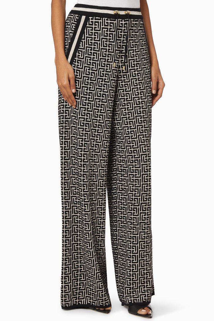 

Monogram Jacquard Sweatpants in Wool, Black