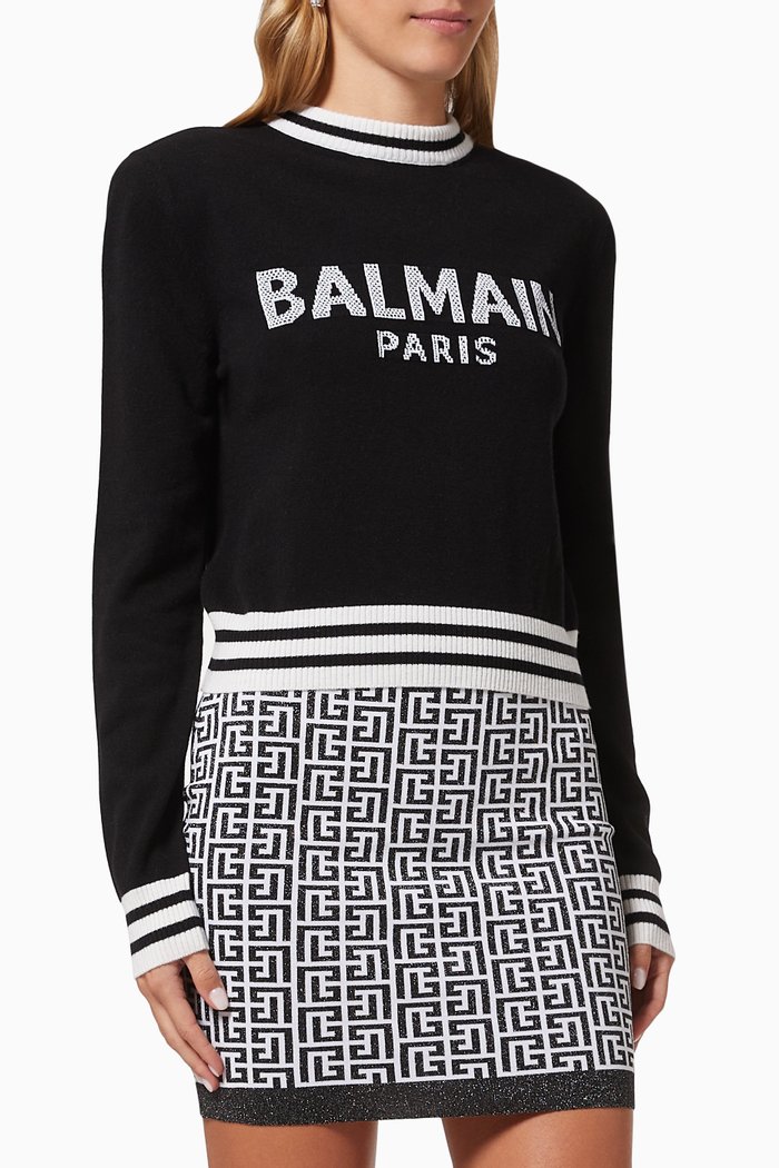 

Logo Crop Sweater in Cashmere, Black