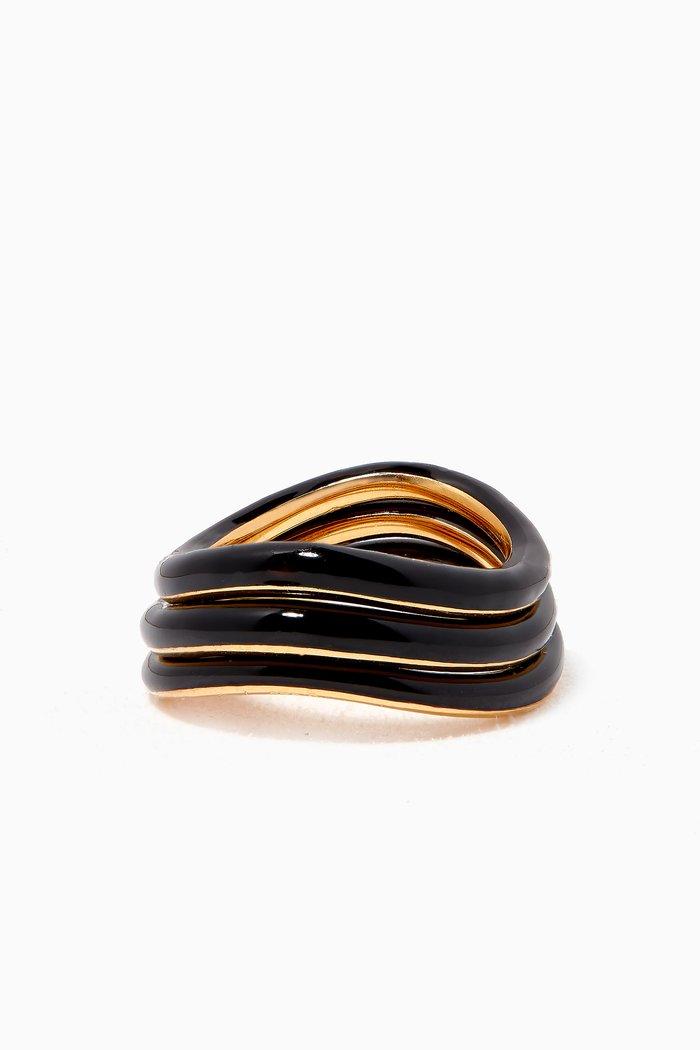 

Wave Enamel Rings in 18kt Vermeil, Black
