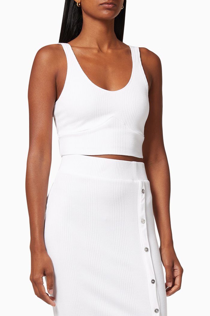 Twill Knit Strap Bralette, White