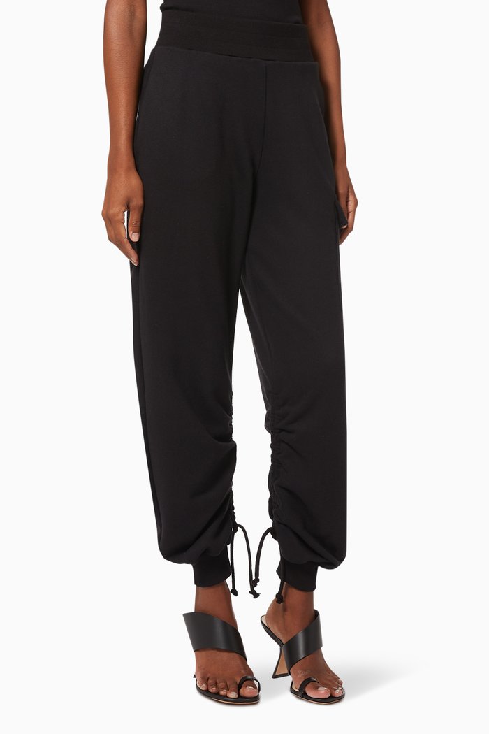 

Shirred Knit Sweatpants, Black