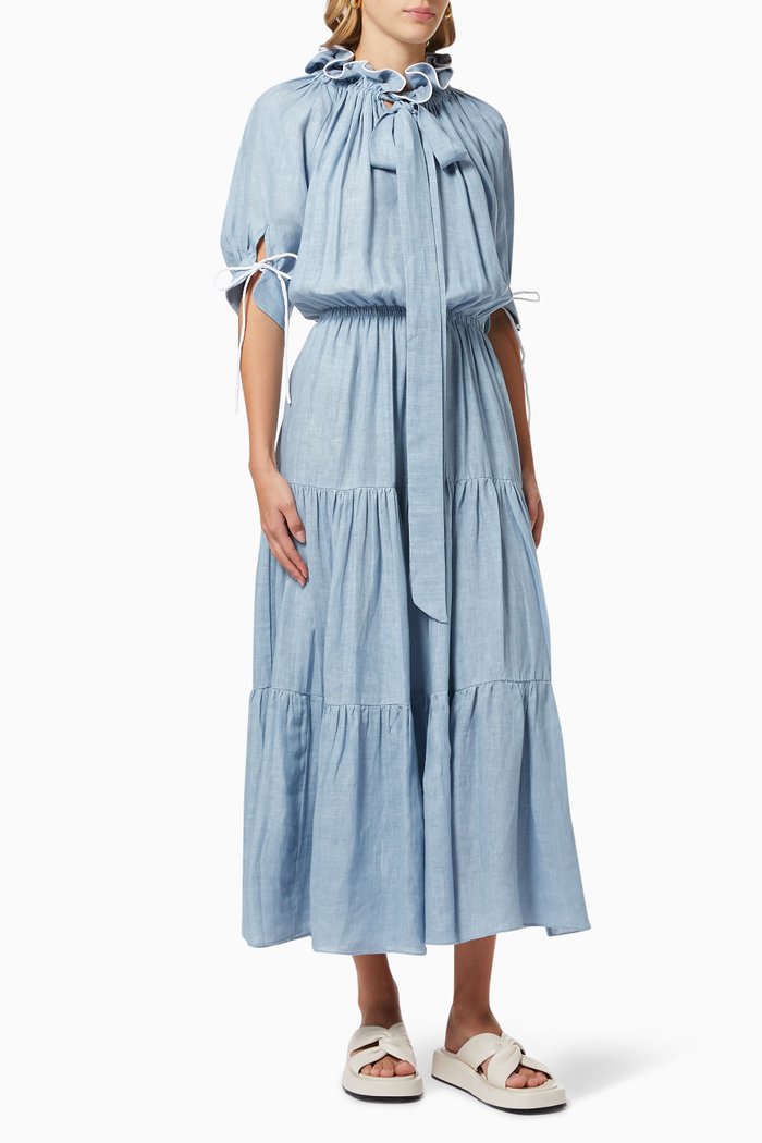 

Frill Tiered Dress, Blue