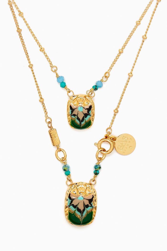 

Scap Scaramouche Double Pendant Necklace in Gold-plated Metal, Blue