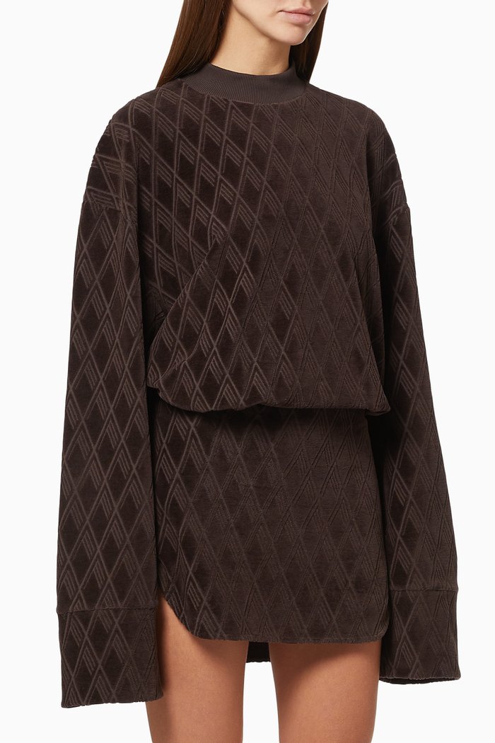 

Mini Dress in Monogram Jacquard Cotton Terry, Brown