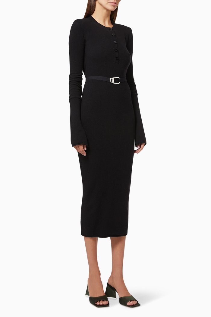 

Midi Dress in Wool Knit, Black