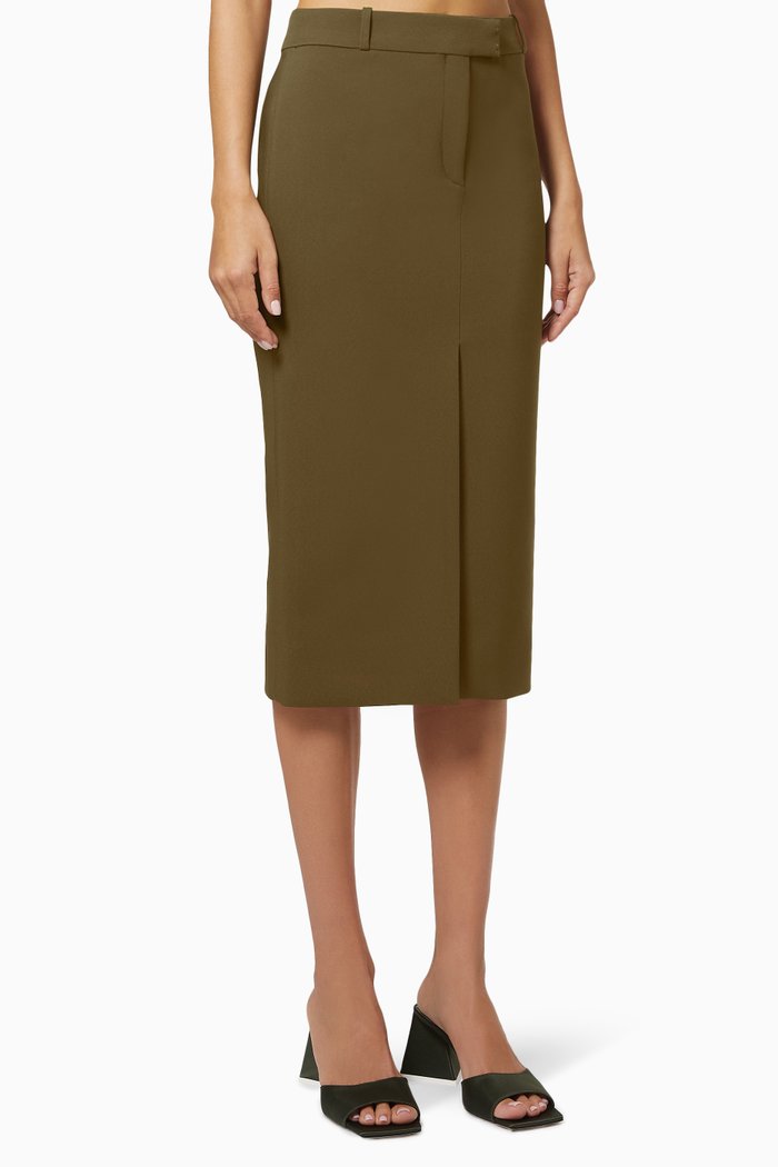 

Midi Skirt in Technical Fabric, Brown