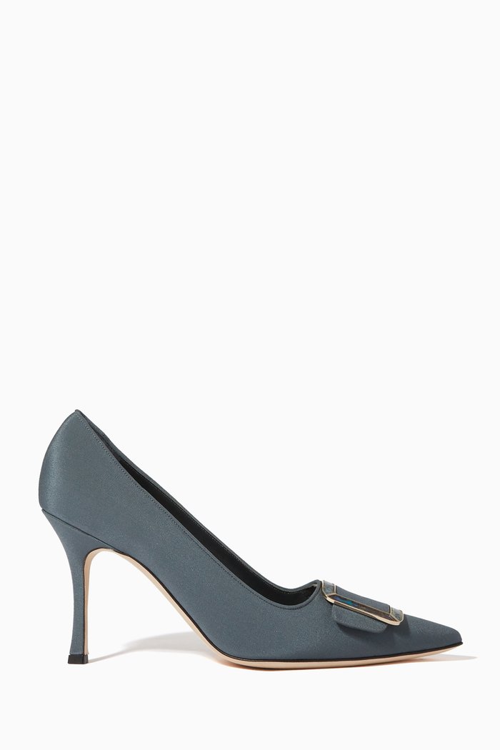 

Maysalepump 90 Pumps in Crepe de Chine Silk, Grey