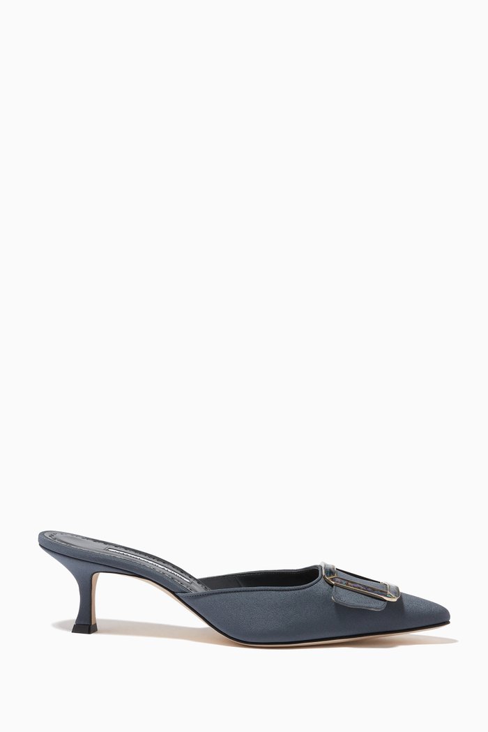 

Maysale 50 Mules in Crepe de Chine Silk, Grey