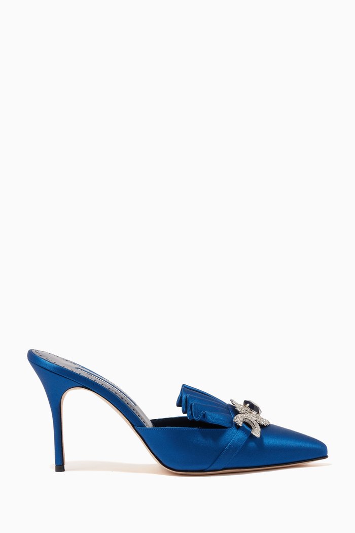 

Hosios 90 Mules in Satin, Blue