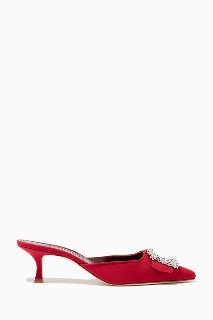 

Maysale 50 Mules in Crepe de Chine Silk, Burgundy