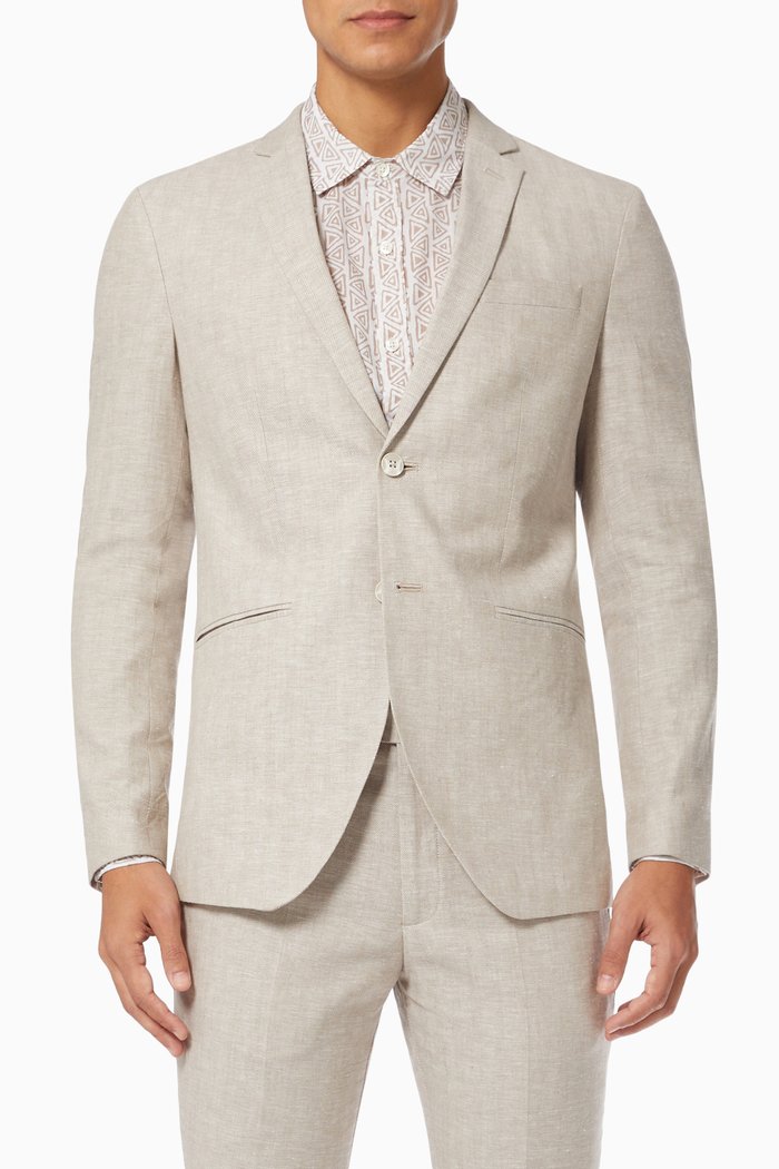 Super Slim Fit Blazer in Linen, Neutral
