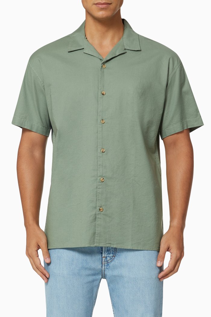 

Resort Short Sleeve Shirt in Cotton, Green