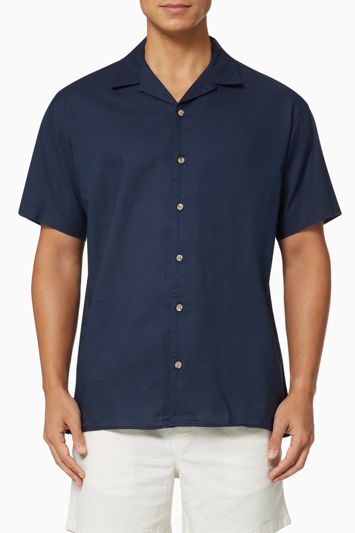 

Resort Short Sleeve Shirt in Cotton, Blue