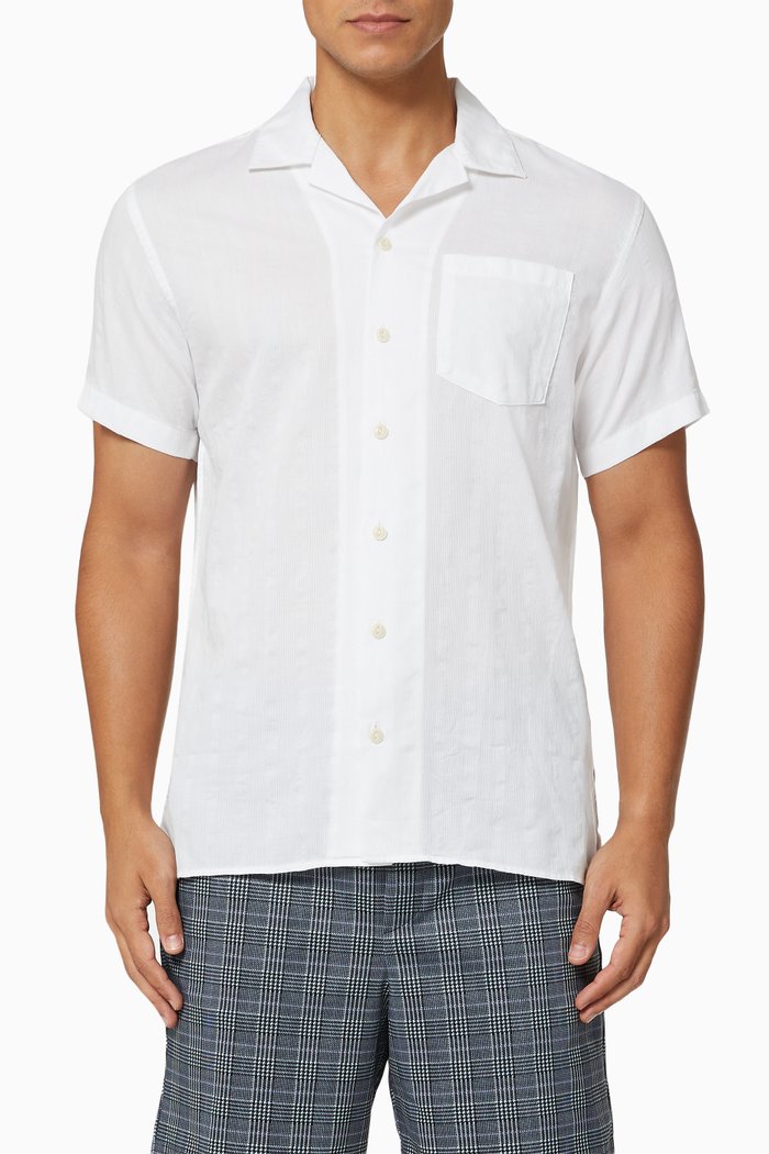 

Dobby Resort Short Sleeve Shirt in Cotton, White