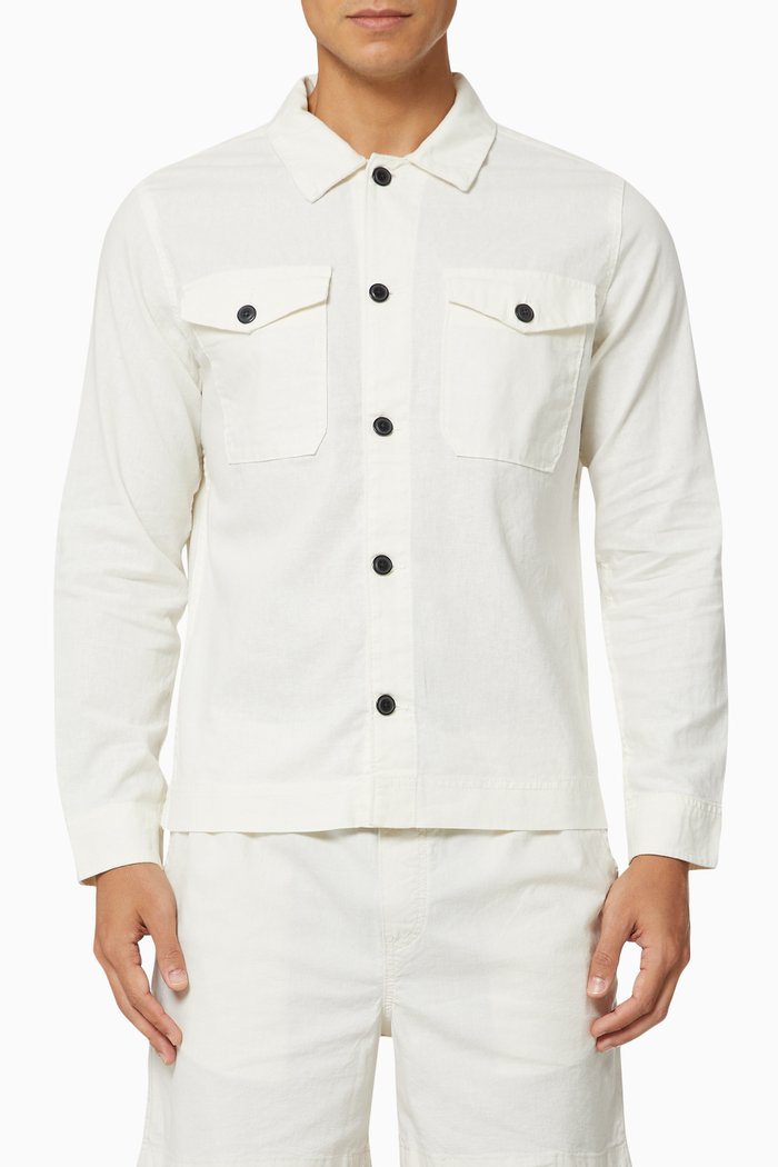 

Long Sleeve Overshirt in Linen, Neutral