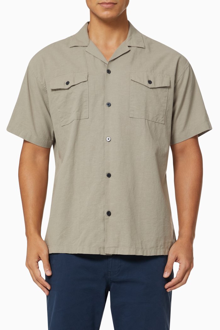 

Resort Shirt in Linen Blend, Grey