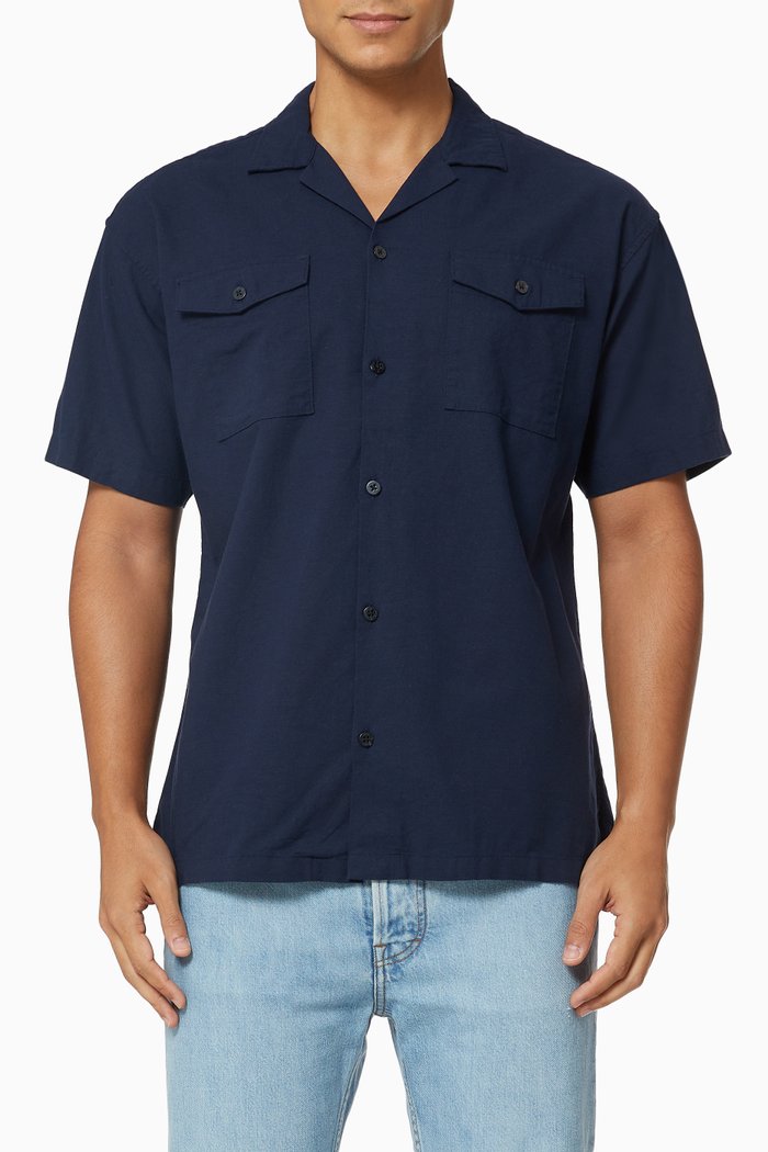 

Resort Shirt in Linen Blend, Blue
