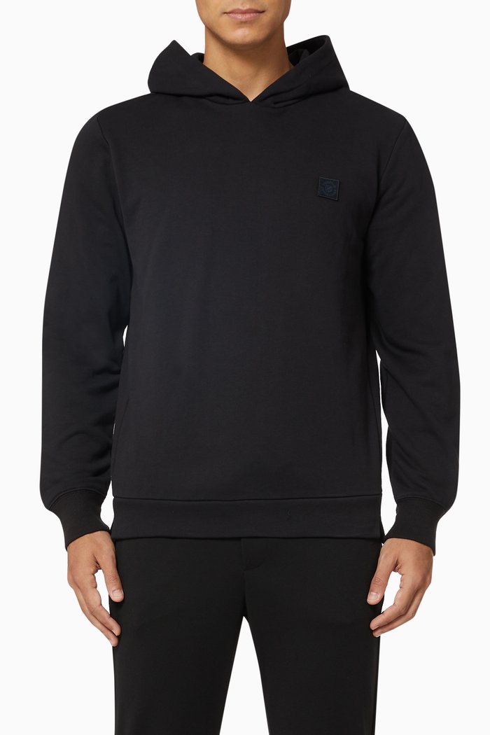 

Solid Hoodie in Cotton, Black