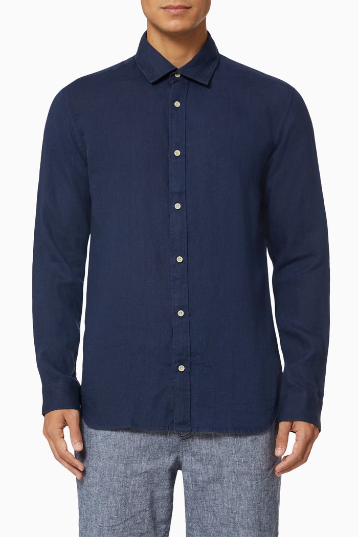 

Classic Shirt in Linen, Blue