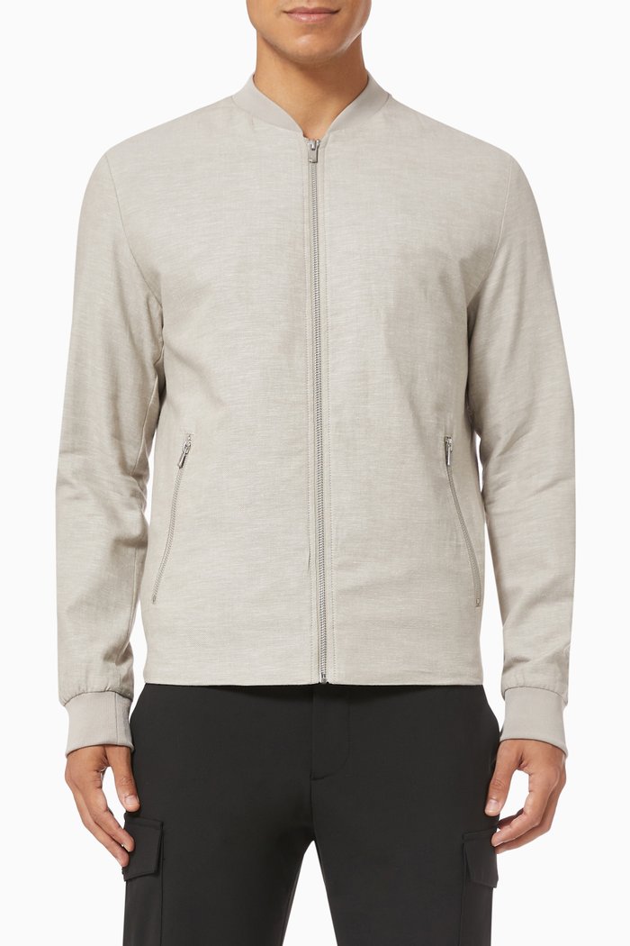 

Josh Bomber Jacket in Cotton and Linen, White