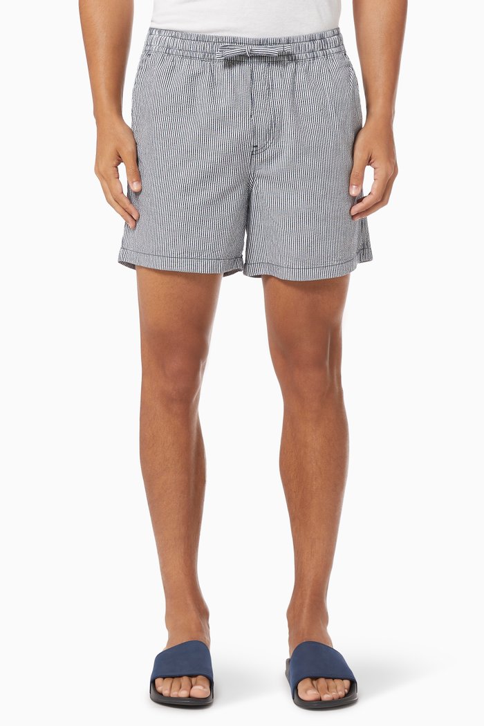 

Jeff Shorts in Striped Cotton, Blue