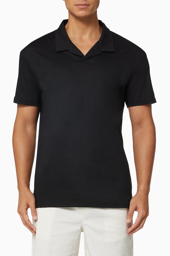 

Solid Resort Polo Shirt in Jersey, Black