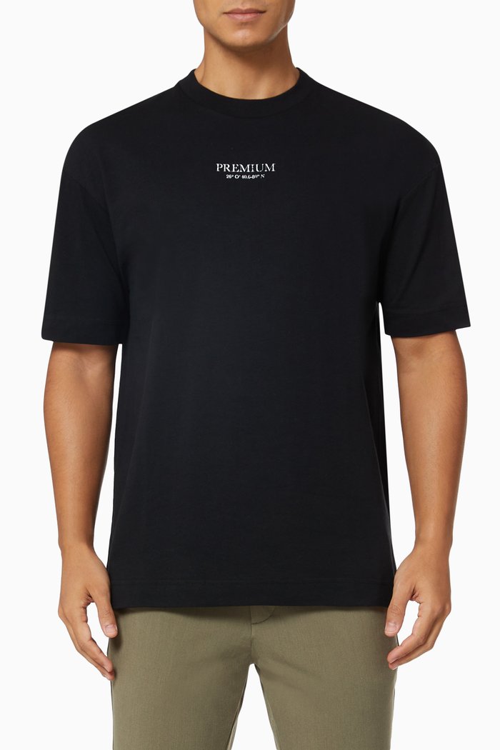 

Logo Boxy Fit T-shirt in Jersey, Black