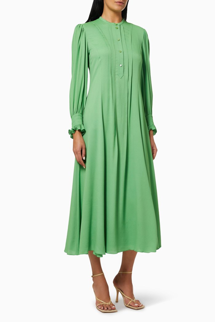 

Dress in Light Silk Mix Crêpe, Green
