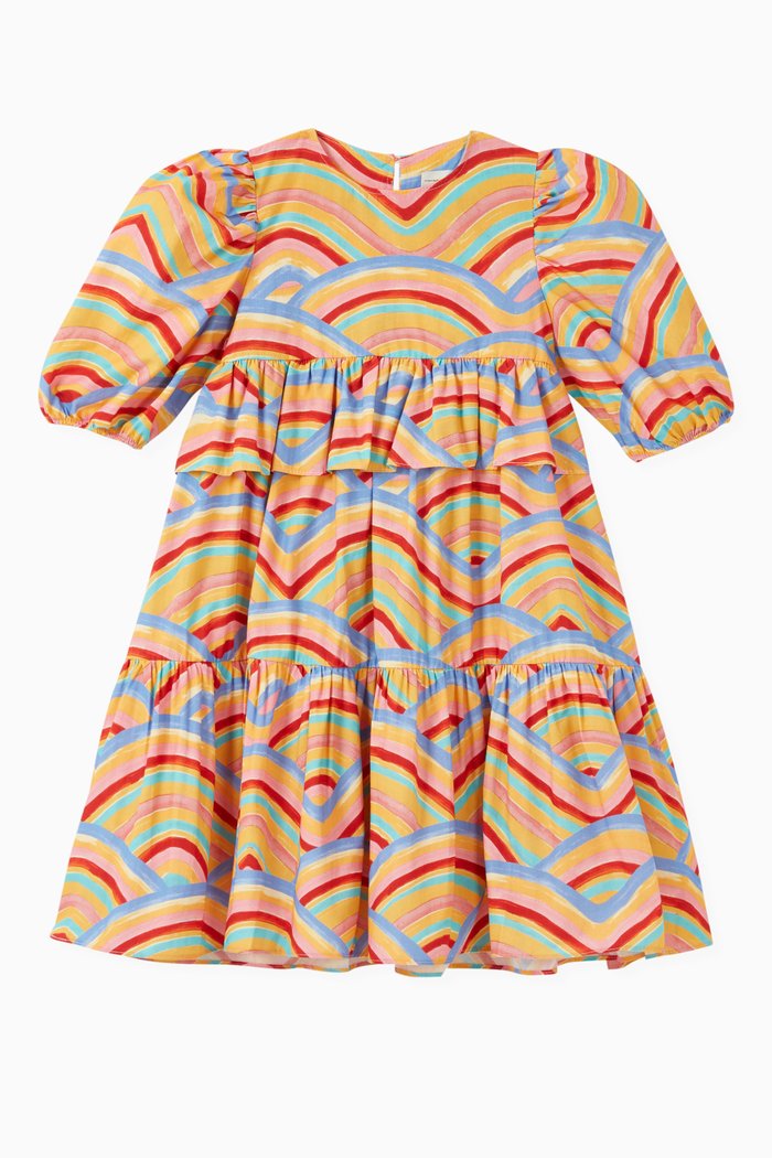 

Baby Doll Rainbow Midi Dress in Cotton, Multicolour