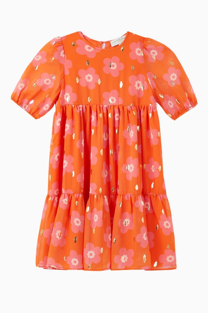 

Floral Midi Dress with Foil in Chiffon, Multicolour