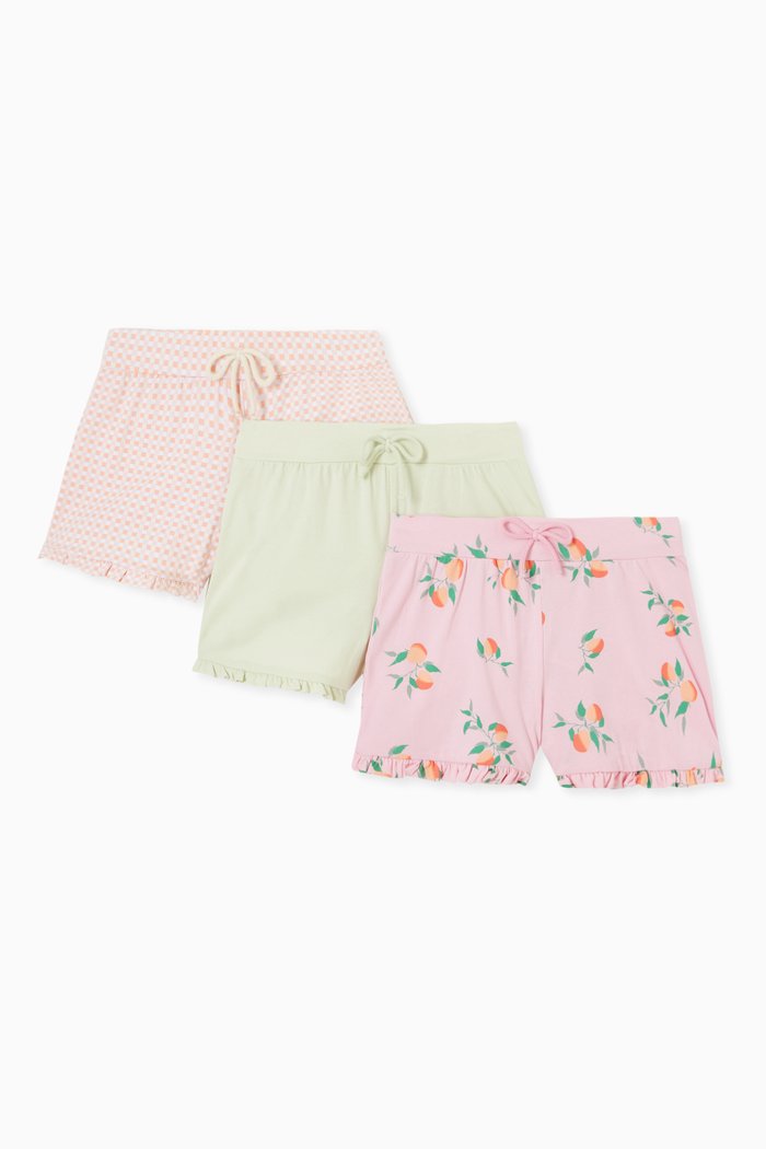 

Ruffled Shorts in Organic Cotton, Set of 3, Multicolour