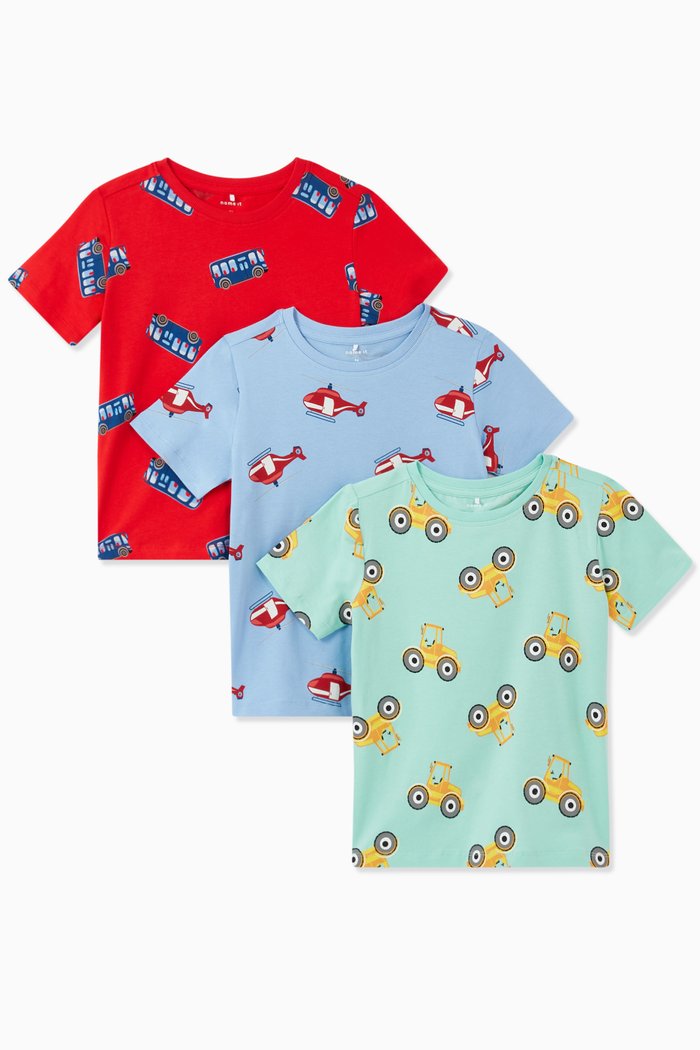 

Printed T-shirts in Organic Cotton, Set of 3, Multicolour
