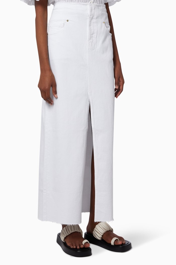 

Slit Maxi Skirt in Denim, White