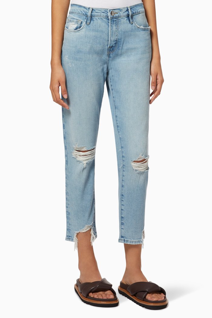 

Le Garcon Cropped Jeans in Stretch Denim, Blue