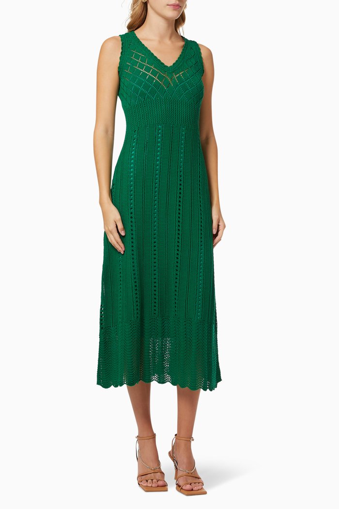 

Pilota Tricot Lace Dress in Cotton, Green